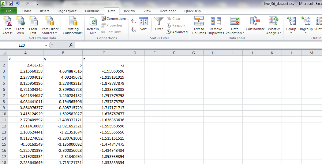 Open data in excel