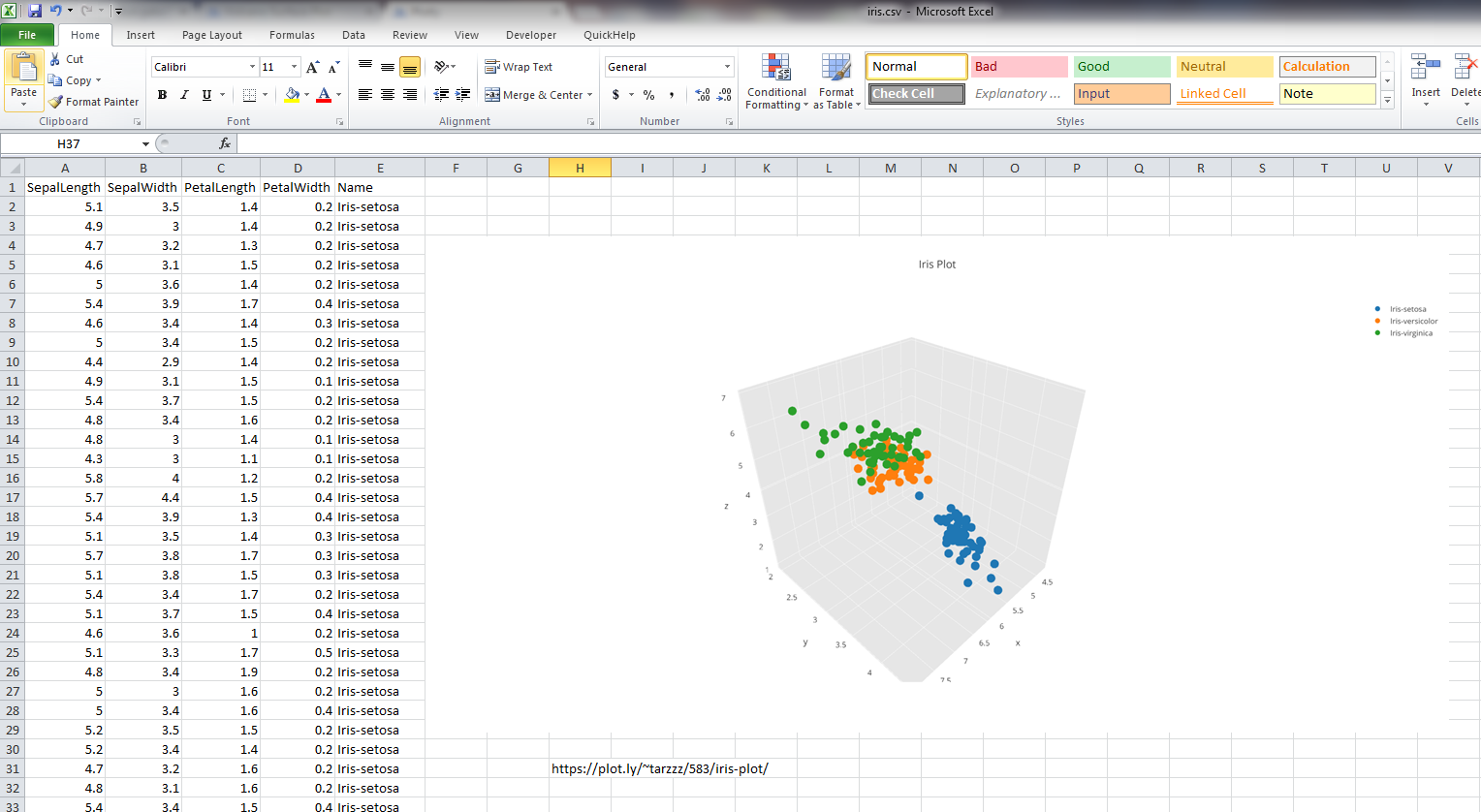 scatter chart excel