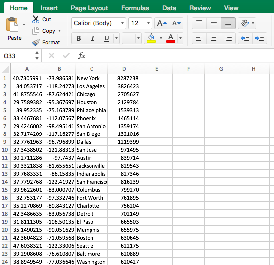 Excel view