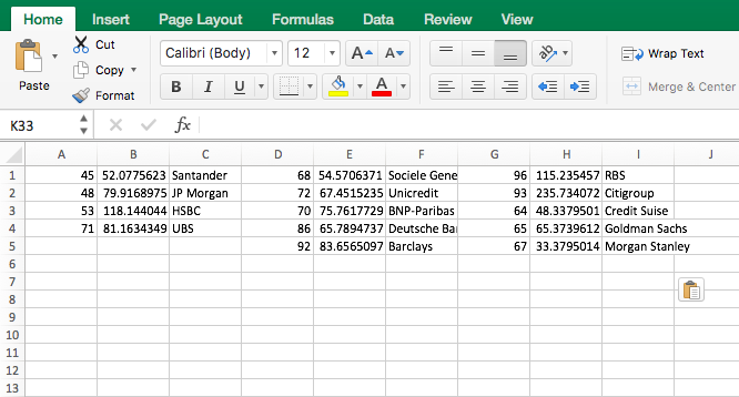 Excel view